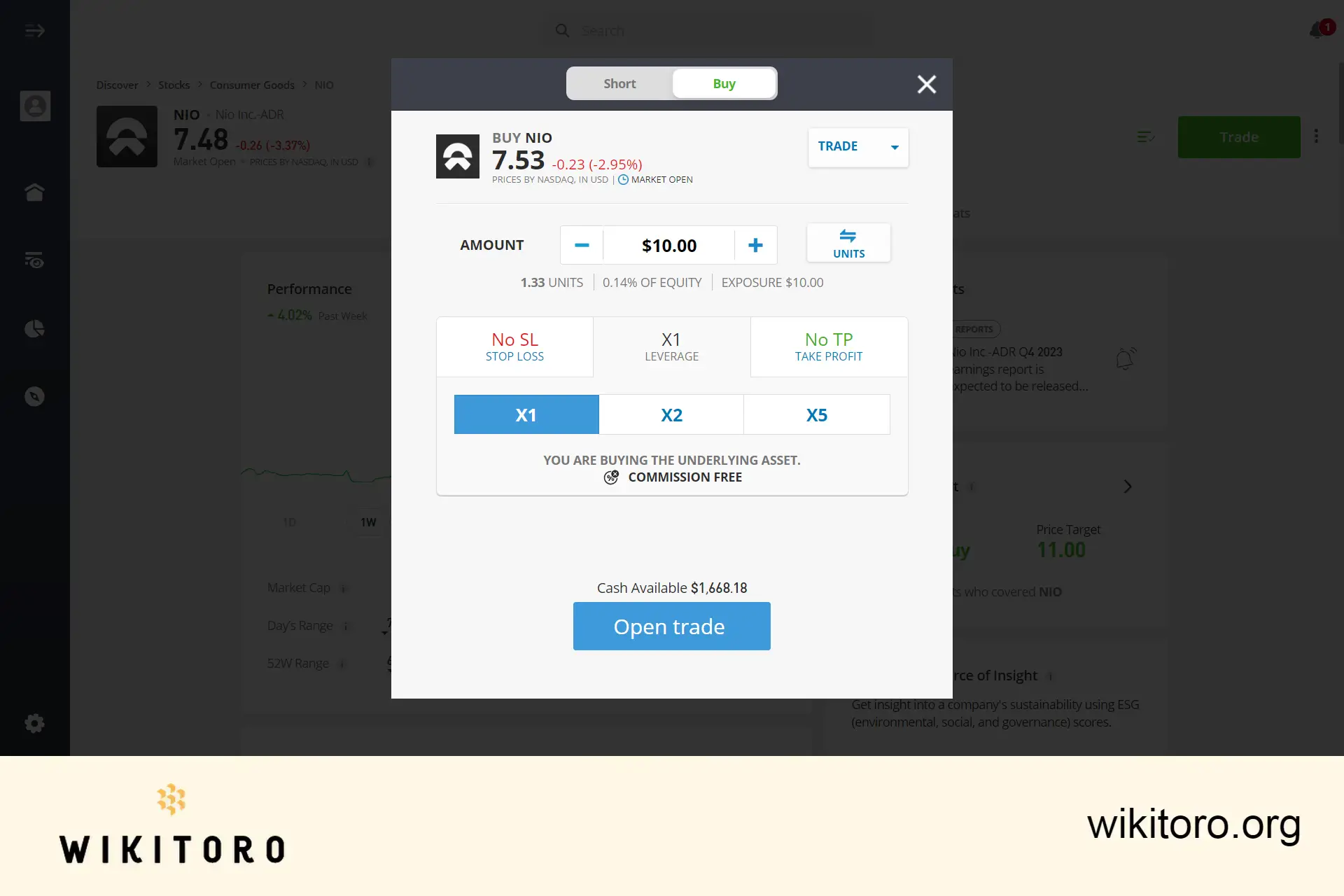 Buying NIO stock on eToro