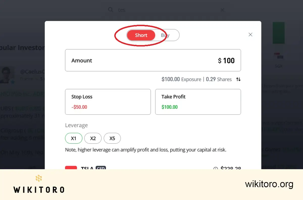 Going short with CFDs on eToro