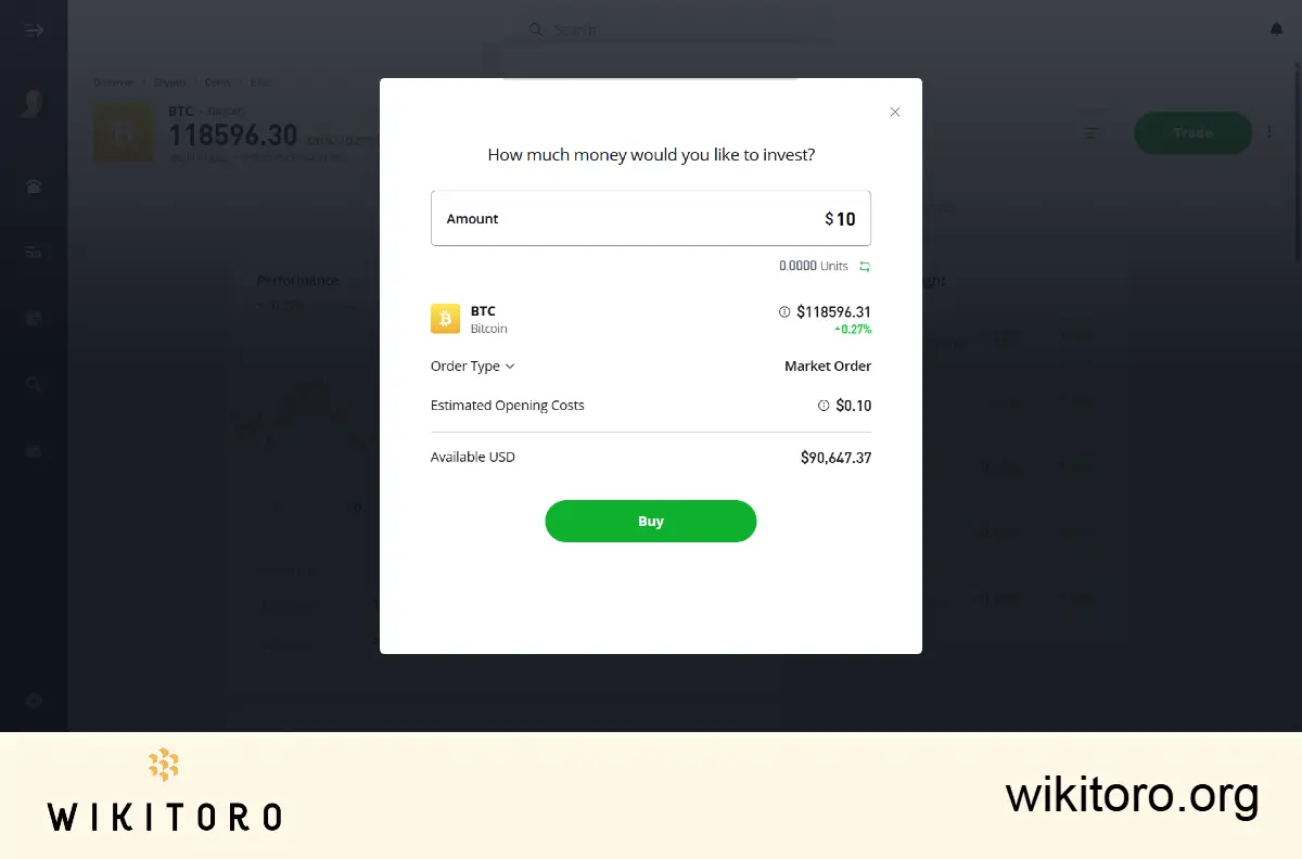 Buying Bitcoin (BTC) on eToro