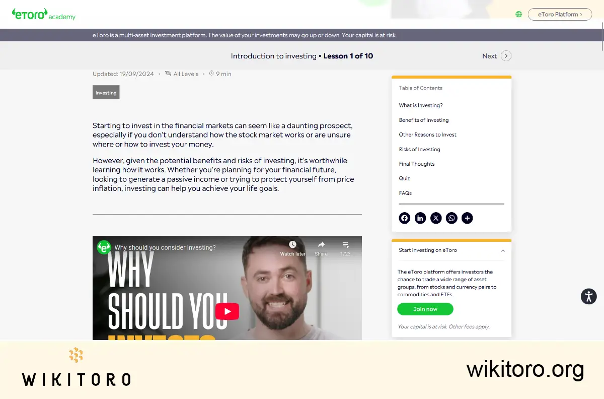 Un corso eToro Academy