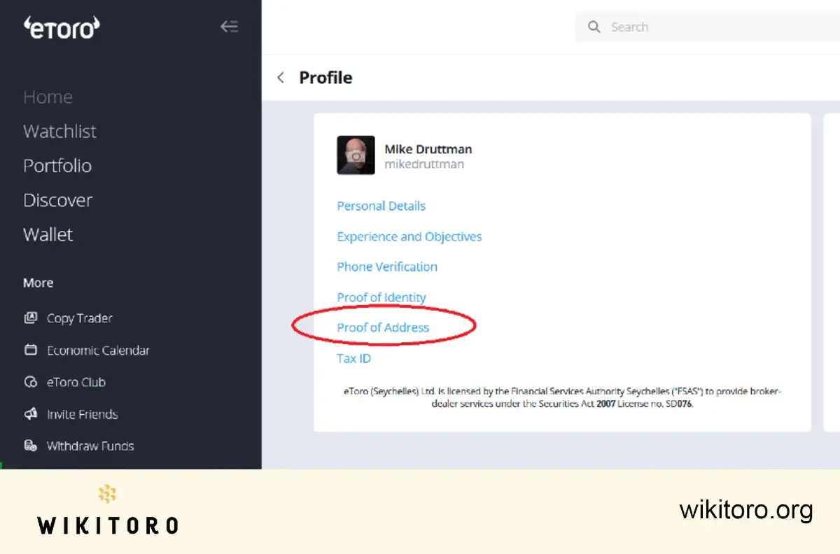 Changing proof of address on eToro's platform