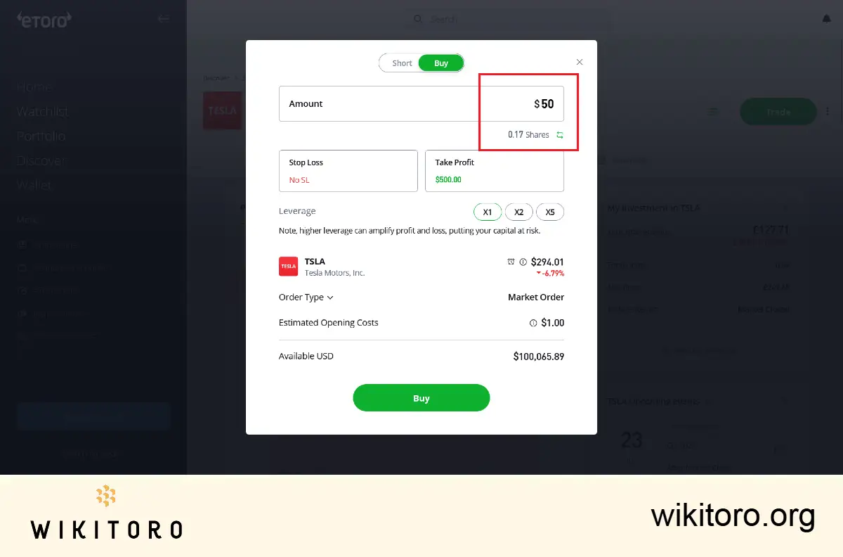 Buying fractional shares on eToro